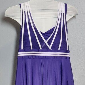 Purple and White Strappy Swim Dress - Size XL (16W)